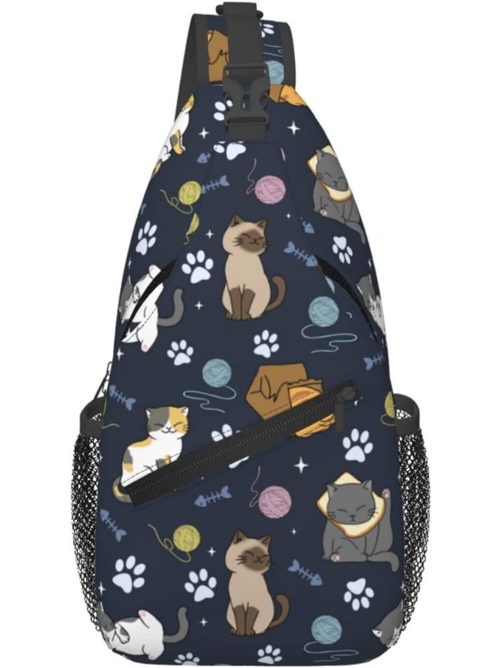 Unisex Navy Blue Butterfly Sling Backpack Hiking Chest Crossbody Shoulder Bag